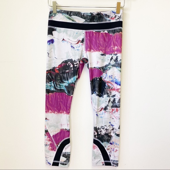 LULULEMON Run Inspire Crop Leggings pigment wave 4 printed yoga - Picture 4 of 13